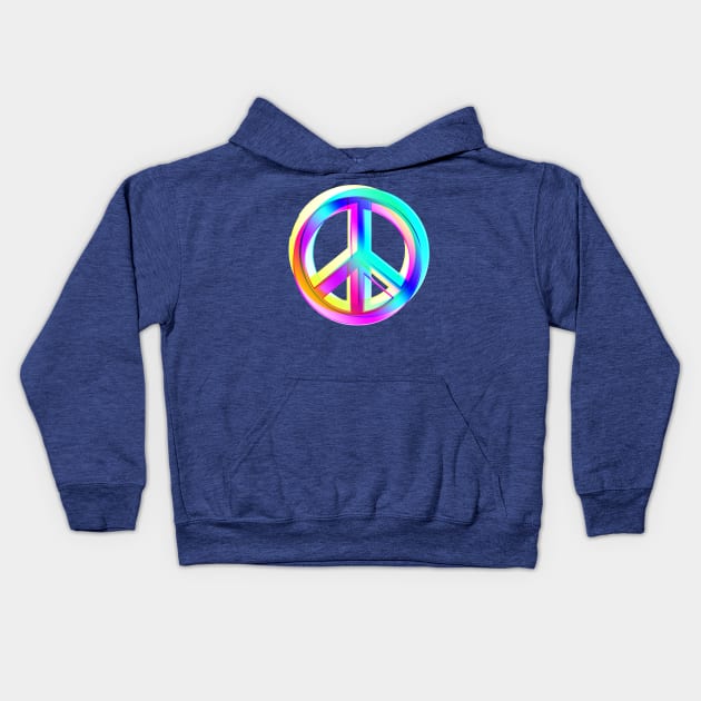 Neon Colored Crossed PEACE signs Kids Hoodie by EDDArt